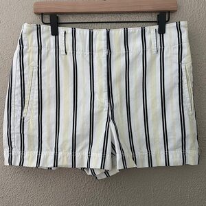 Women’s Loft Outlet Short Yellow White Black Striped Cotton Size 8